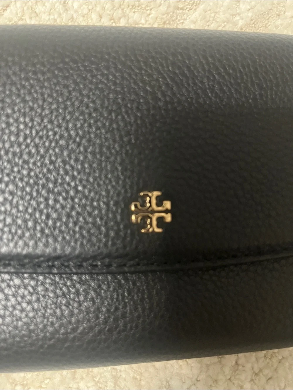 Tory Burch Women's Black Leather Crossbody Bag with Gold Accent